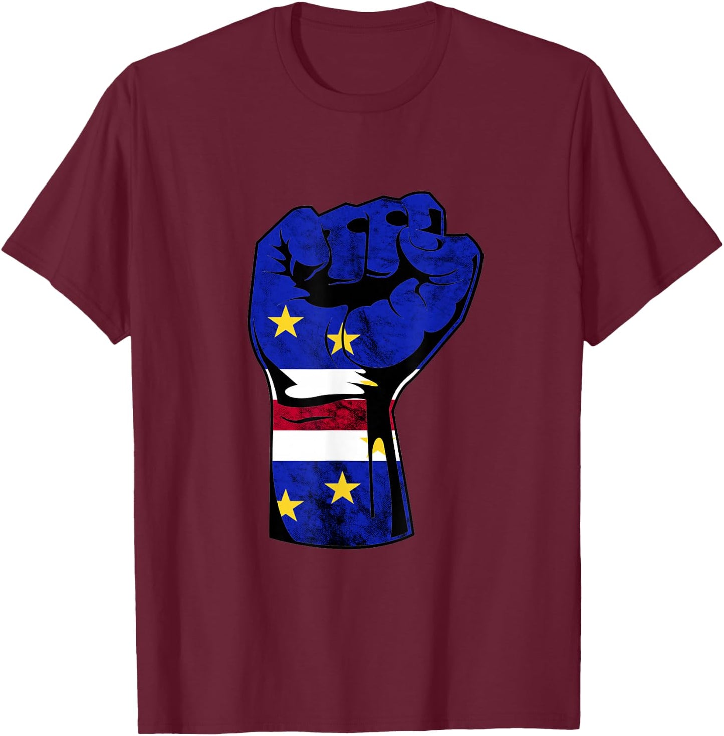Cape Verde Cape Verdean Flag Power Handfist Cabo Pride T-Shirt - T-Shirt | Maroon