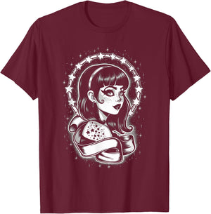 Vintage Tattoo Goth Girl Starry Retro T-Shirt - T-Shirt | Maroon