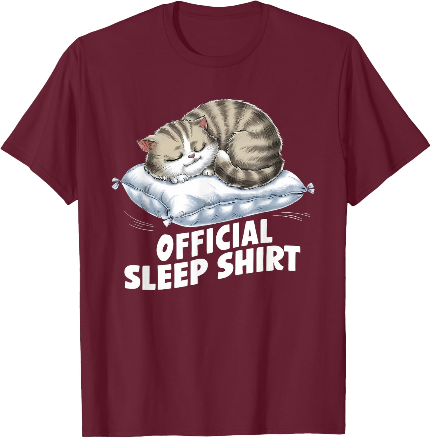 Official Sleep Shirt Cat Pajamas Nightgown T-Shirt - T-Shirt | Maroon