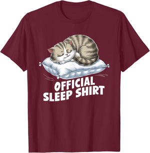 Official Sleep Shirt Cat Pajamas Nightgown T-Shirt - T-Shirt | Maroon