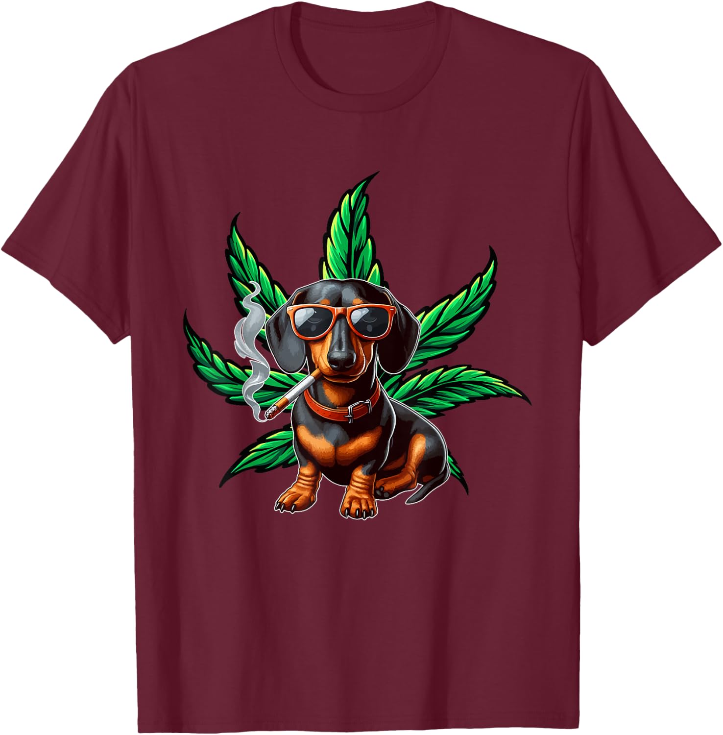 Dachshund Sunglasses Tuxedo Funny Owner Stoner Smoker T-Shirt - T-Shirt | Maroon