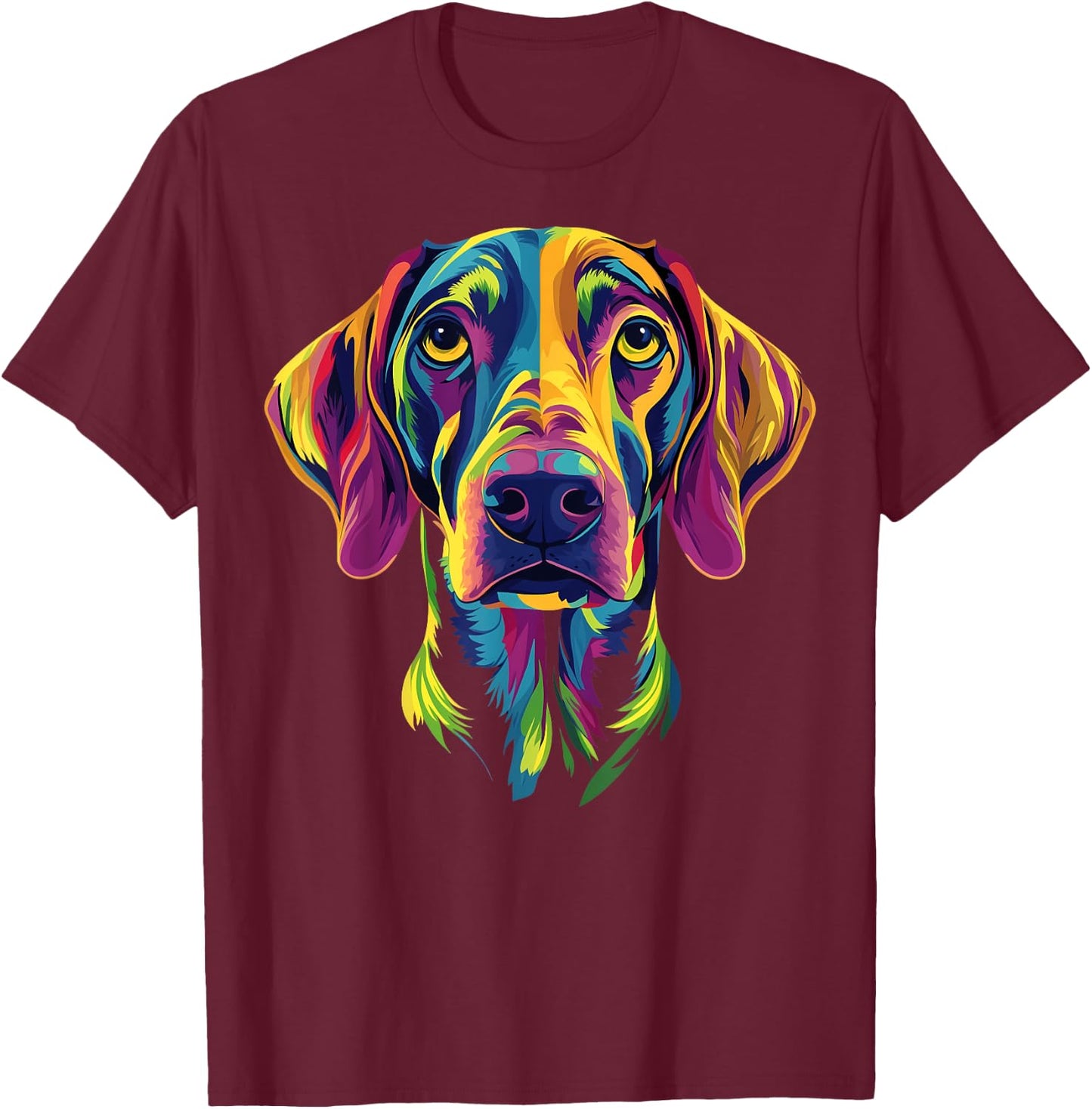 Colorful Plott Hound Face Cute Dog Lover Men Women Black T-Shirt - T-Shirt | Maroon