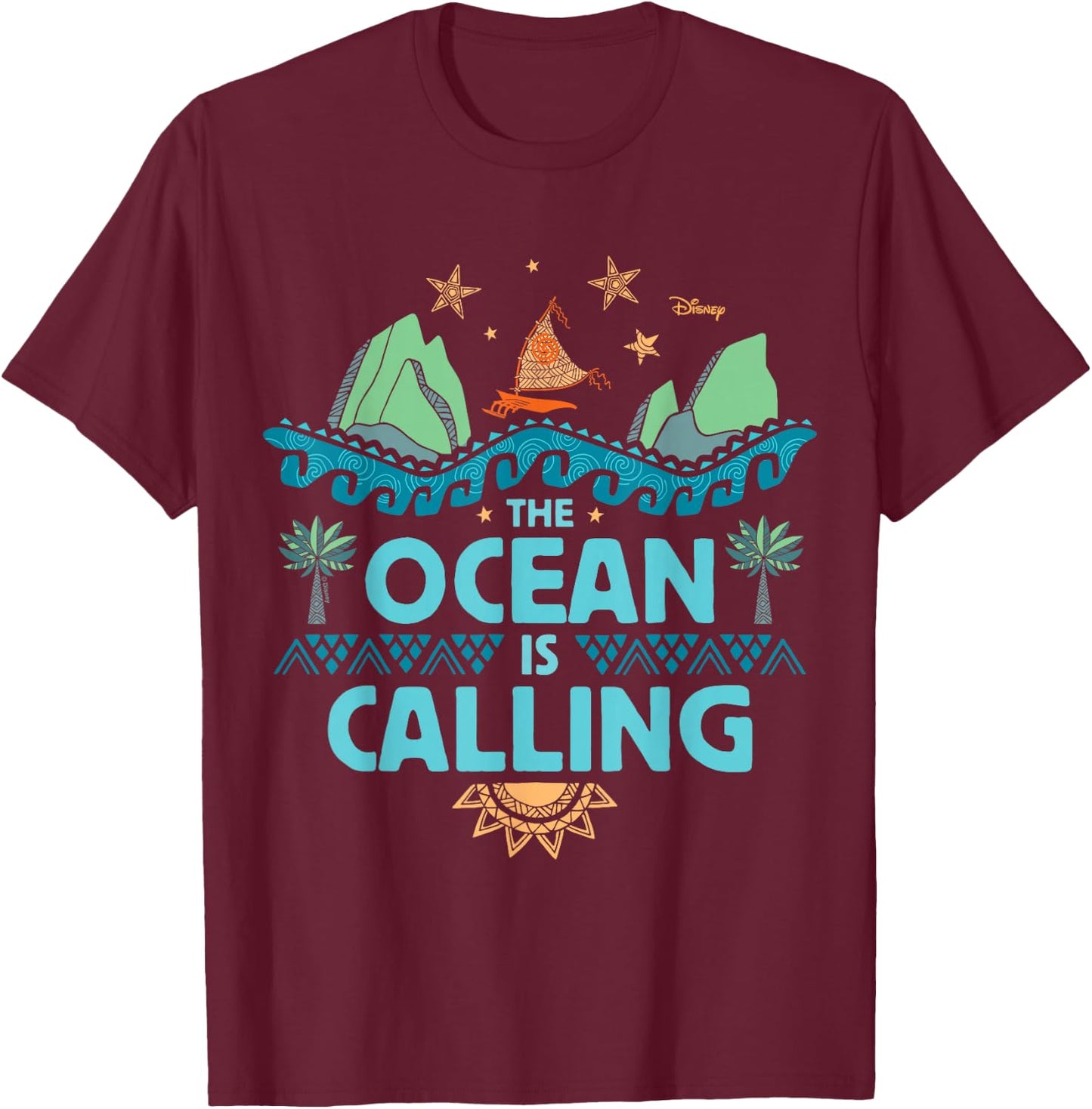 Disney Moana - The Ocean is Calling T-Shirt - T-Shirt | Maroon