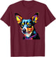Retro Rat Terrier Dog -Adults Multicolor Small T-Shirt - T-Shirt | Maroon