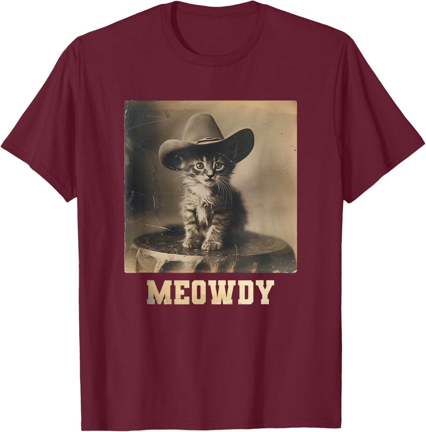 Meowdy Texas Cat Meme T-Shirt - T-Shirt | Maroon