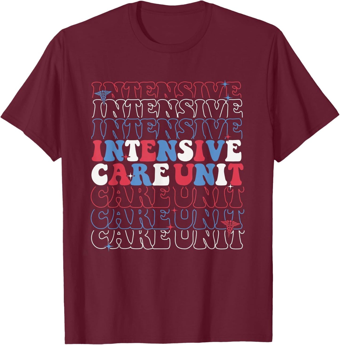 Retro ICU Nurse 4th July Intensive Care Unit Independence T-Shirt - T-Shirt | Maroon
