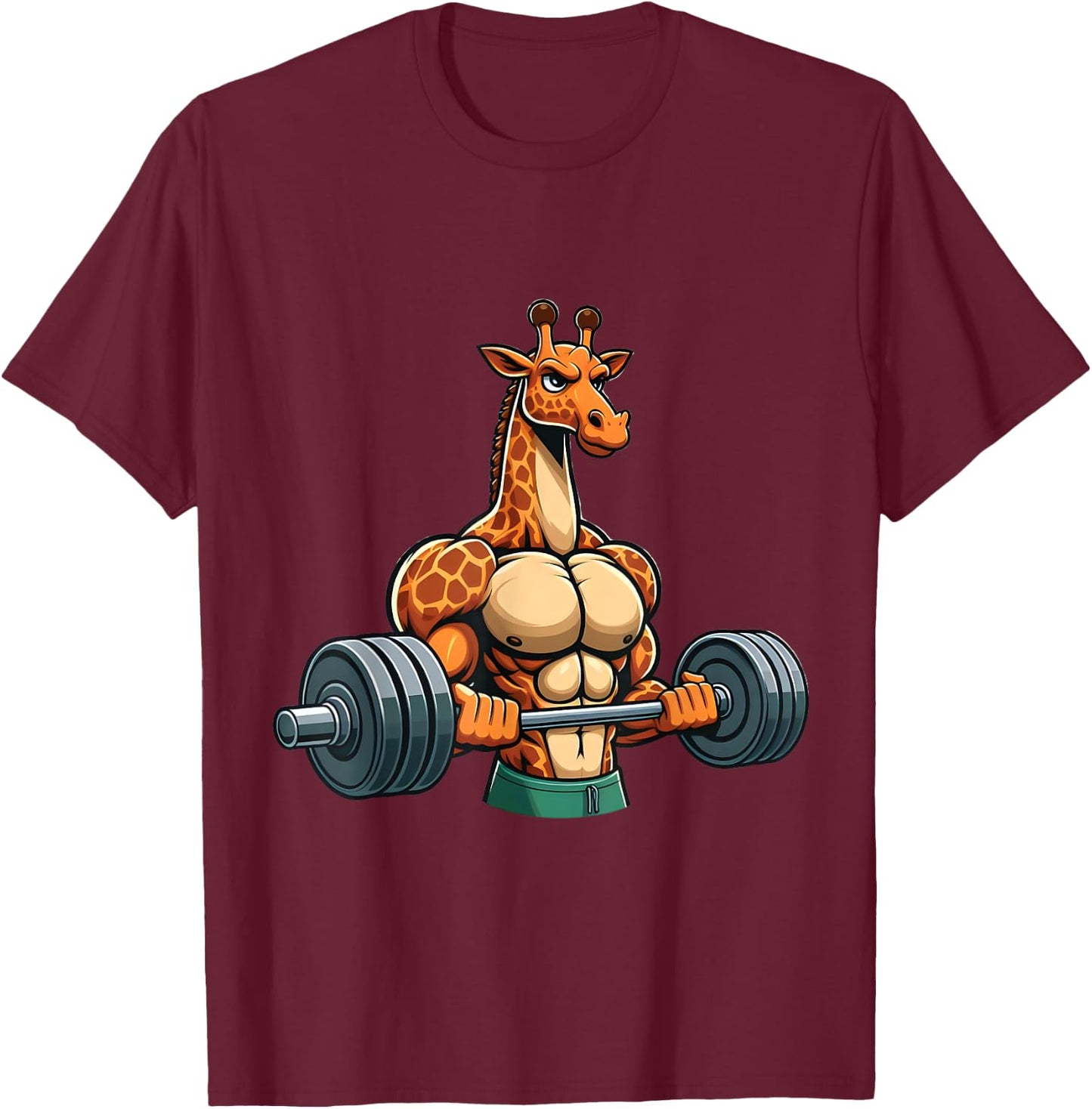 Funny Giraffe Gym Weightlifting Fitness Workout Deadlift T-Shirt - T-Shirt | Maroon