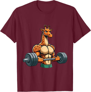 Funny Giraffe Gym Weightlifting Fitness Workout Deadlift T-Shirt - T-Shirt | Maroon