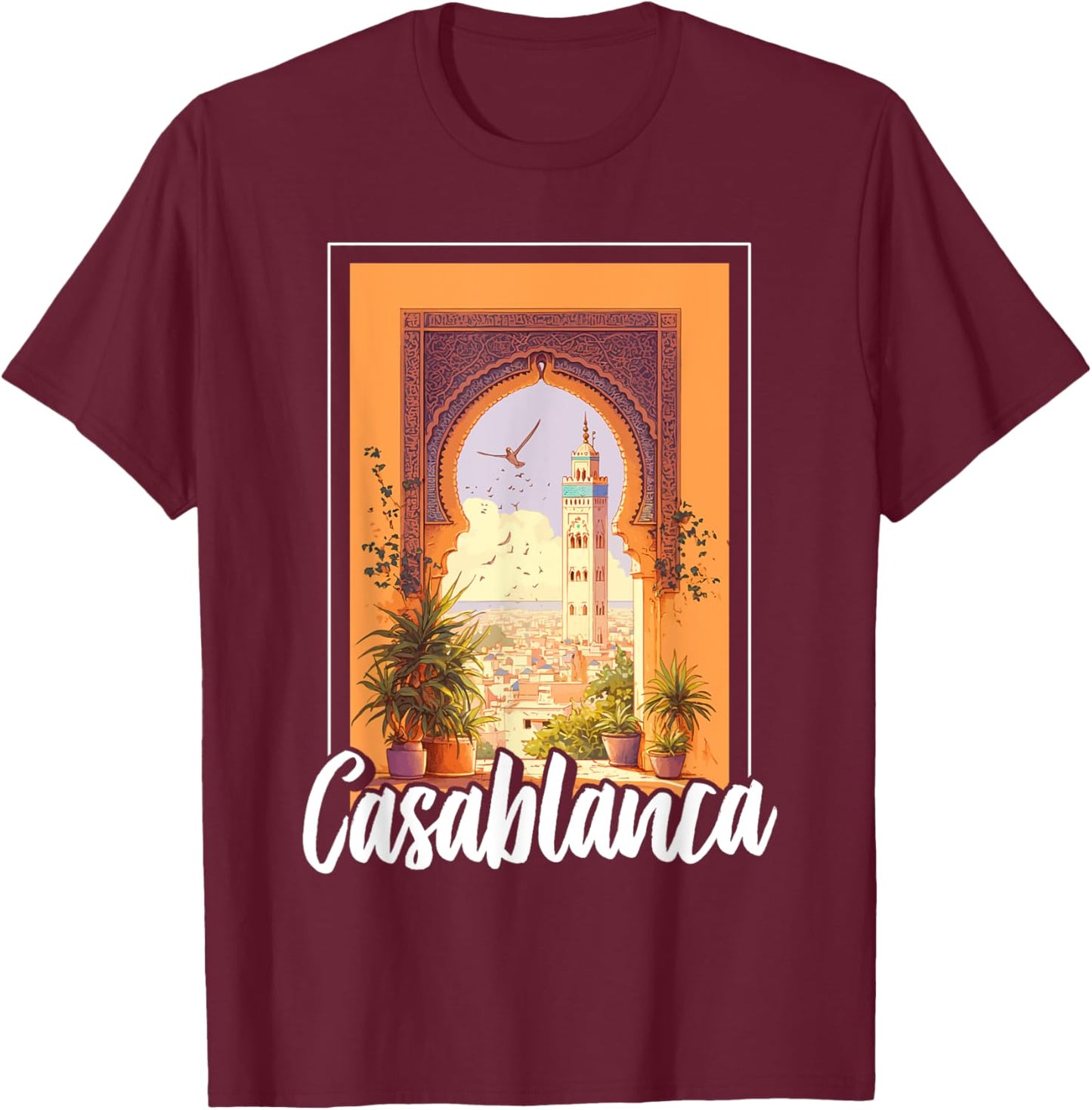 Casablanca Travel Vacation Souvenir T-Shirt - T-Shirt | Maroon