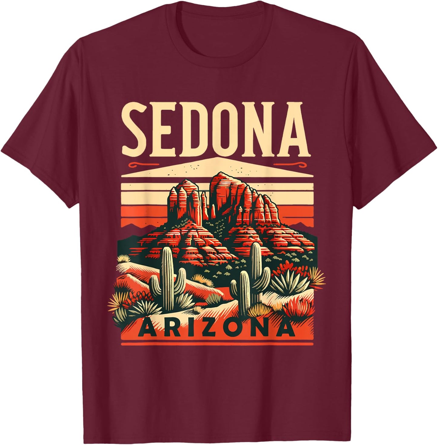 Vintage Sedona Arizona Hiking Outdoor Mountain Sedona AZ T-Shirt - T-Shirt | Maroon
