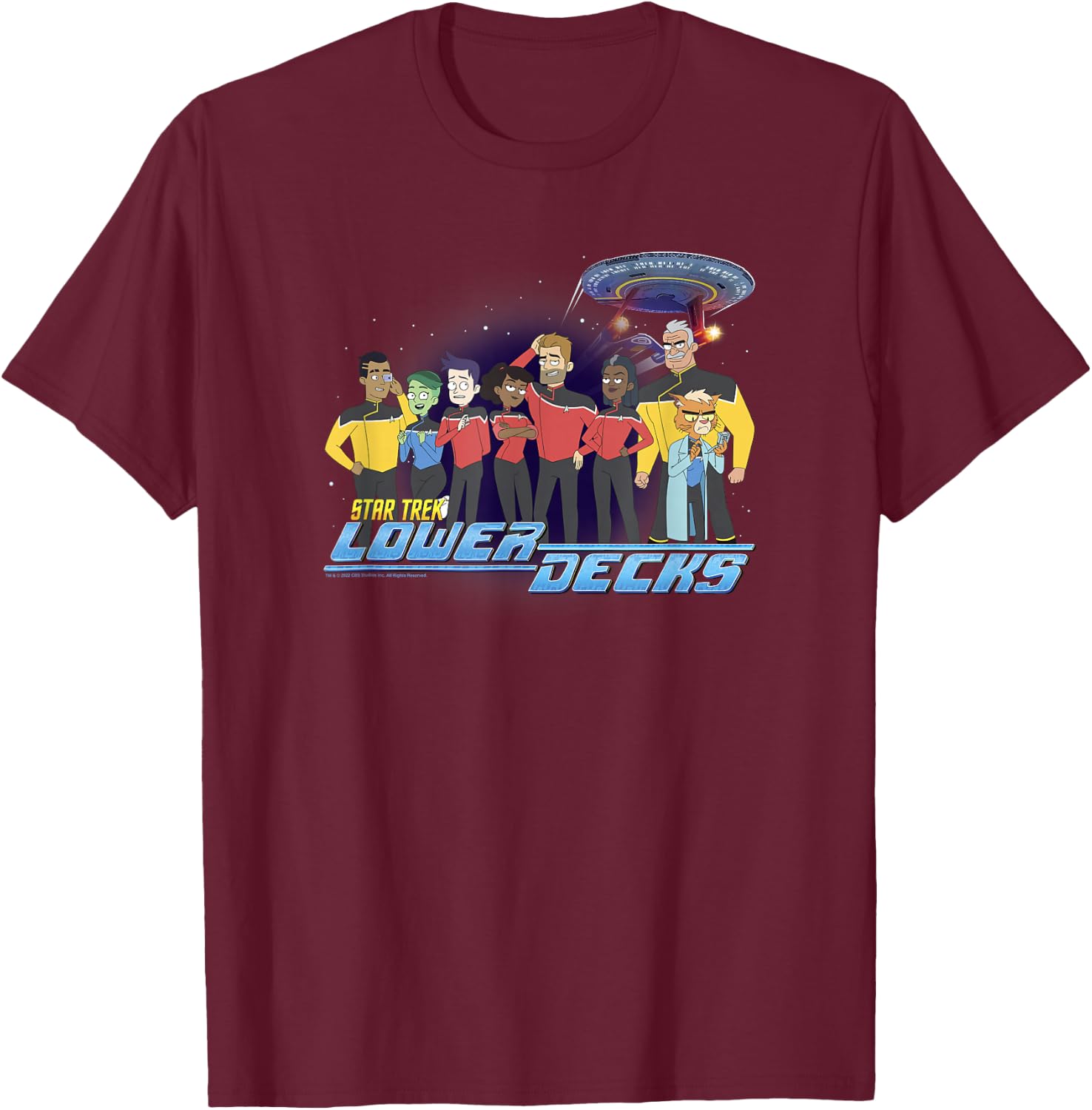 Star Trek: Lower Decks Crew Lineup Poster T-Shirt - T-Shirt | Maroon