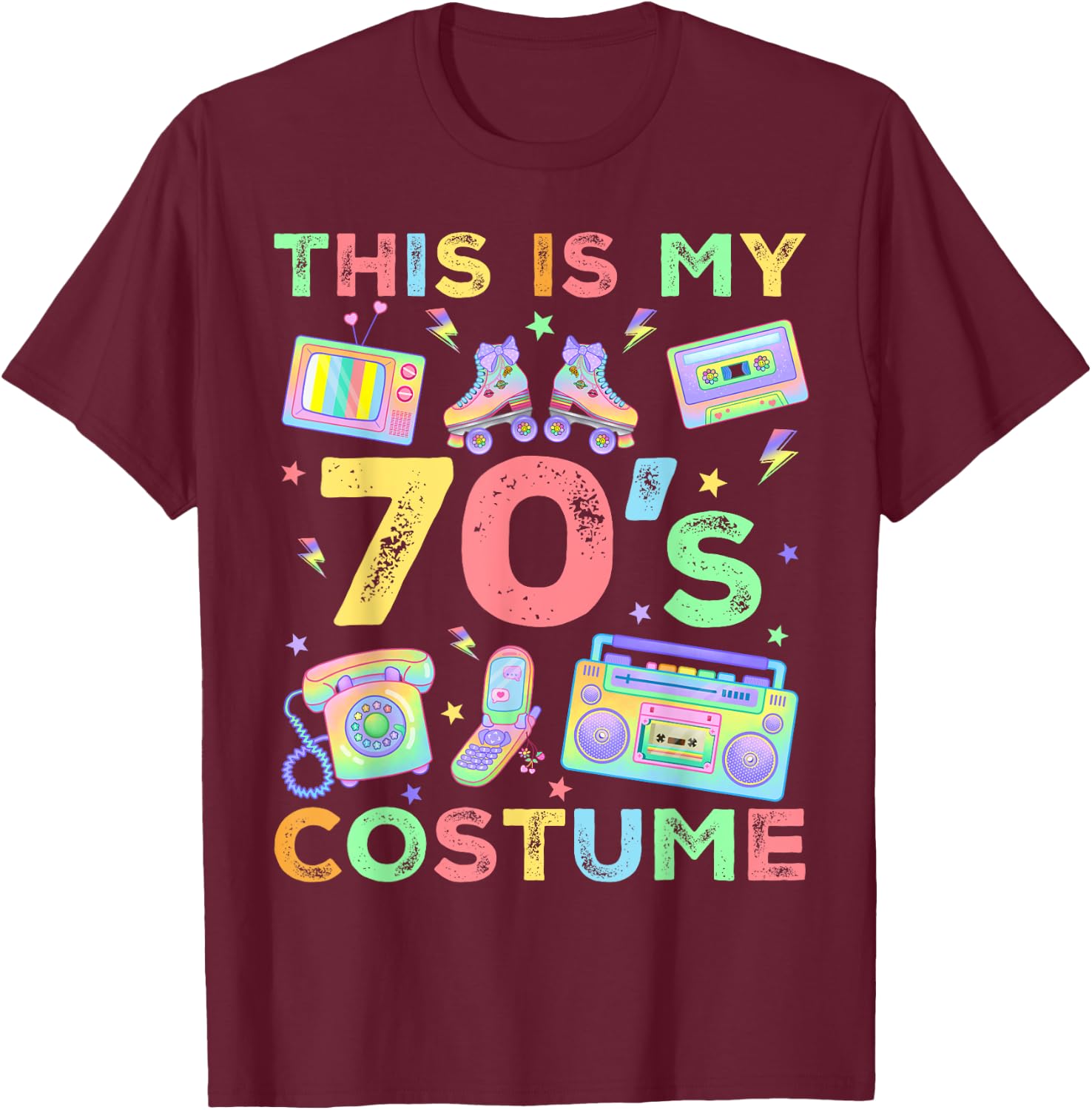 This Is My 70s Costume 70's style Seventies Retro Party T-Shirt - T-Shirt | Maroon