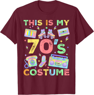 This Is My 70s Costume 70's style Seventies Retro Party T-Shirt - T-Shirt | Maroon