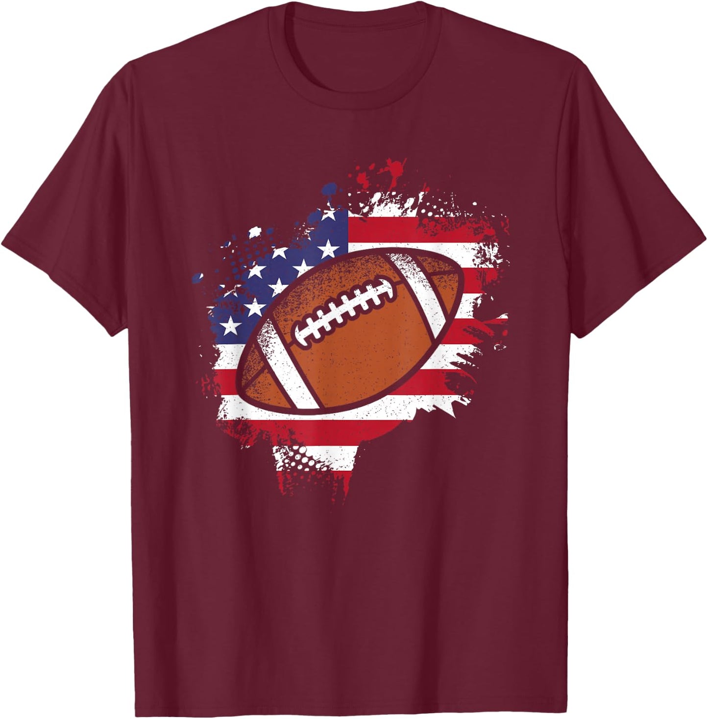 American Football Flag Vintage Football Lover Men Women Kids T-Shirt - T-Shirt | Maroon
