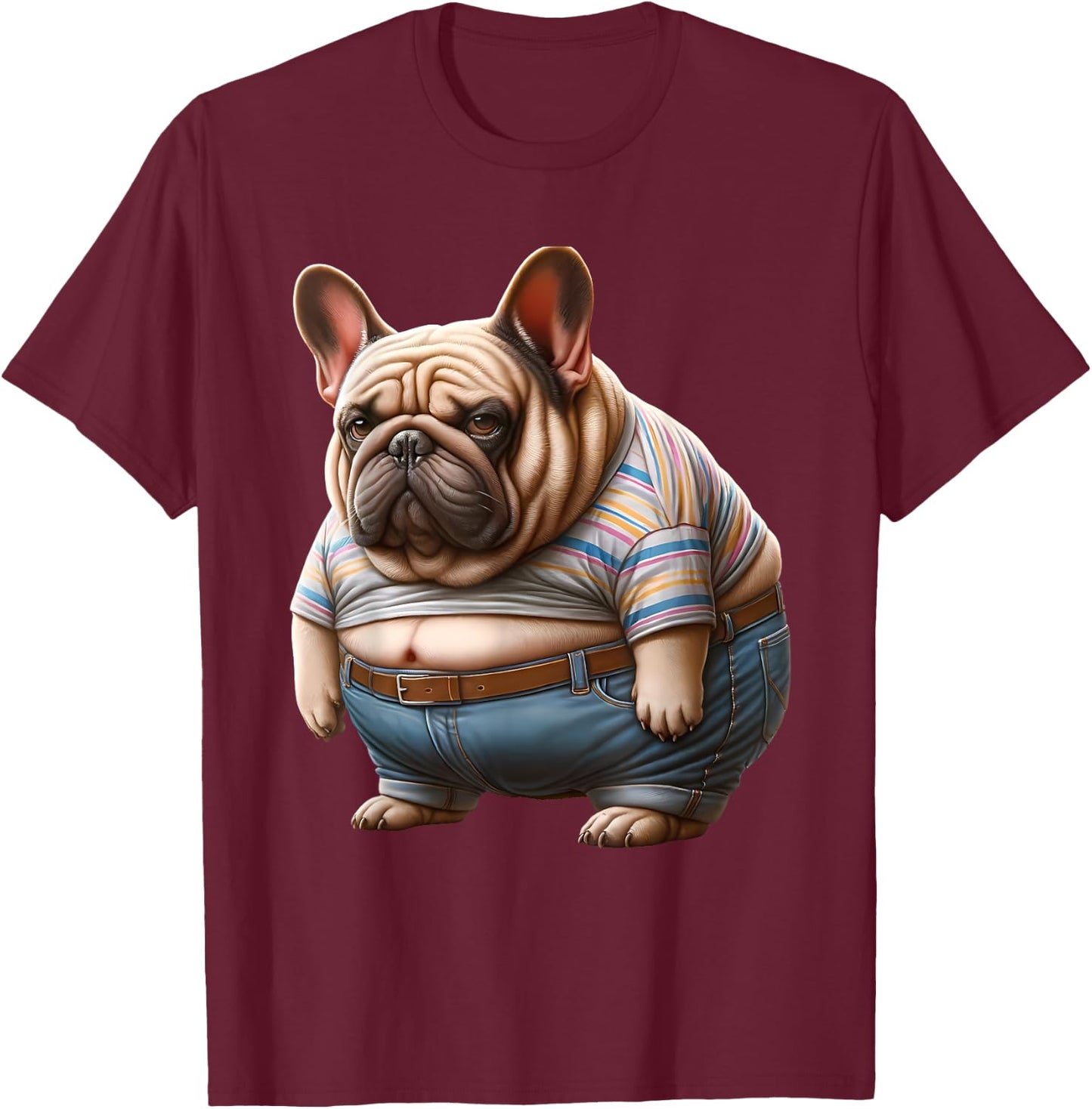 Hilarious Chunky French Bulldog for Fat Dog Lovers T-Shirt - T-Shirt | Maroon