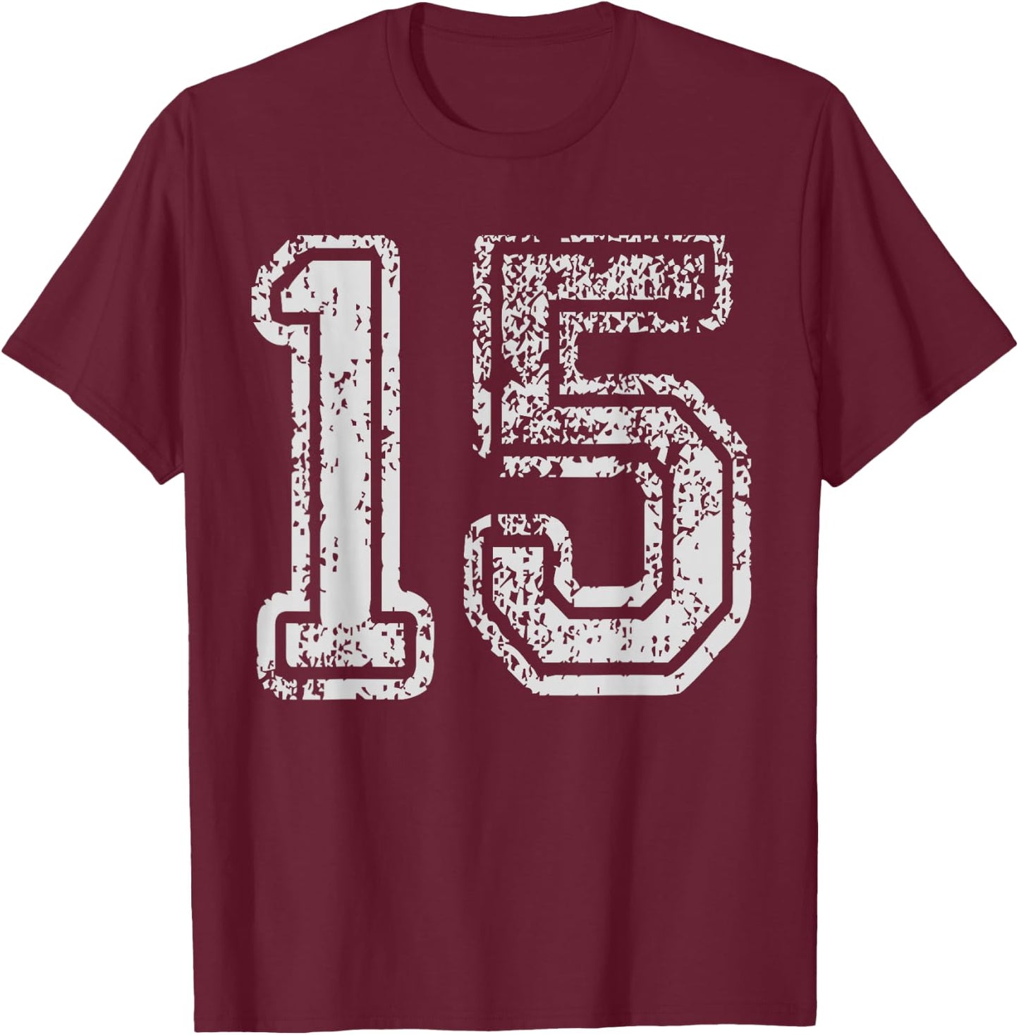Team Jersey 15 Uniforms Number Fifteen School Sport Birthday T-Shirt - T-Shirt | Maroon