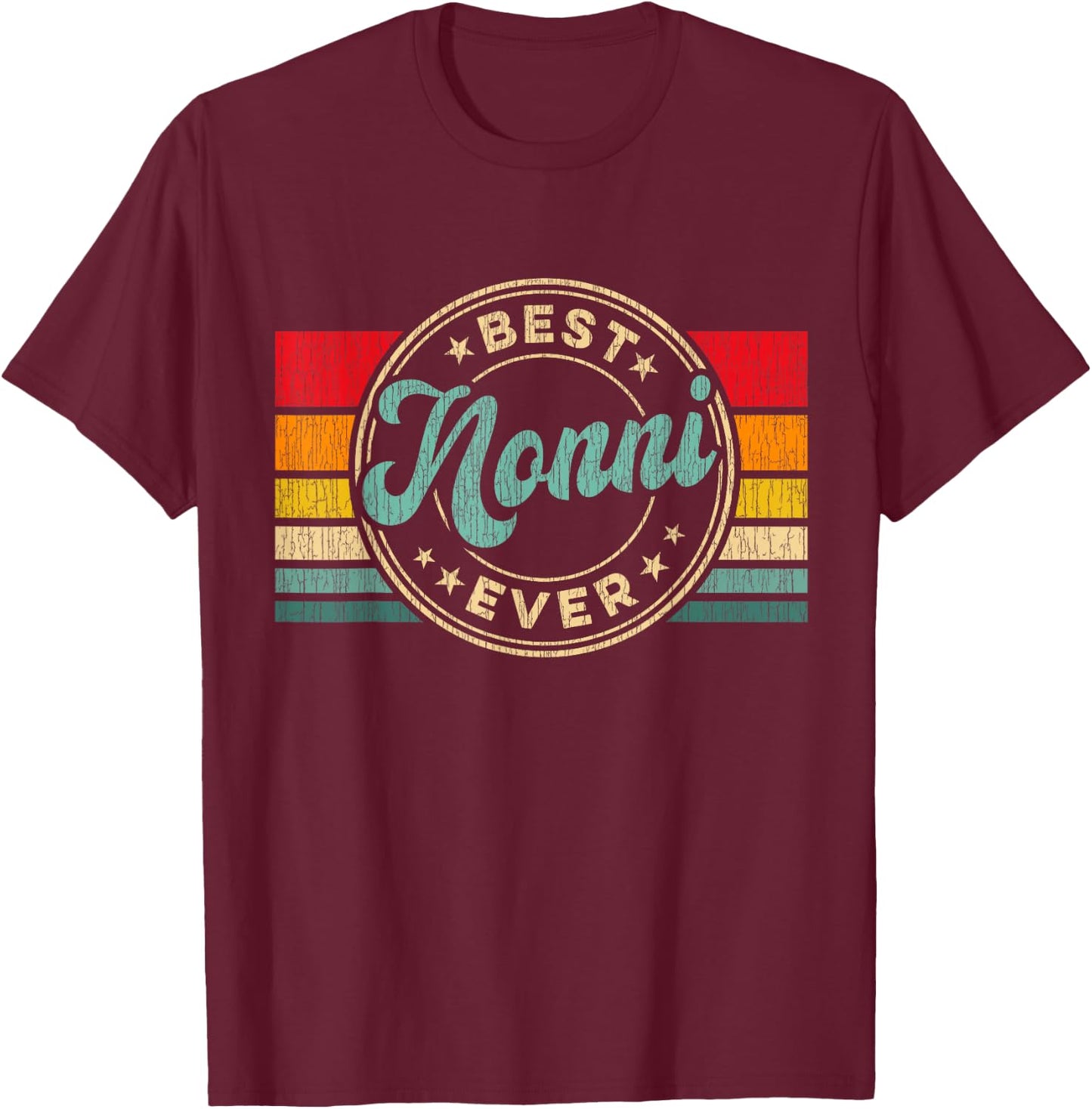 Best Nonni Ever Vintage Retro Mother's Day Gift T-Shirt - T-Shirt | Maroon