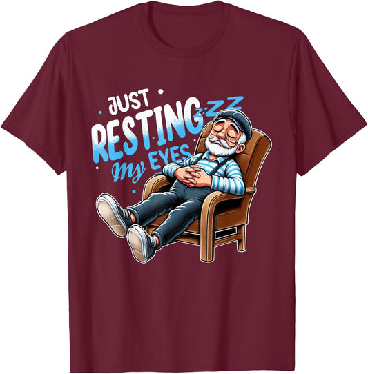 I'm Not Sleeping Just Resting My Eyes Retro Dad Joke Gifts T-Shirt - T-Shirt | Maroon