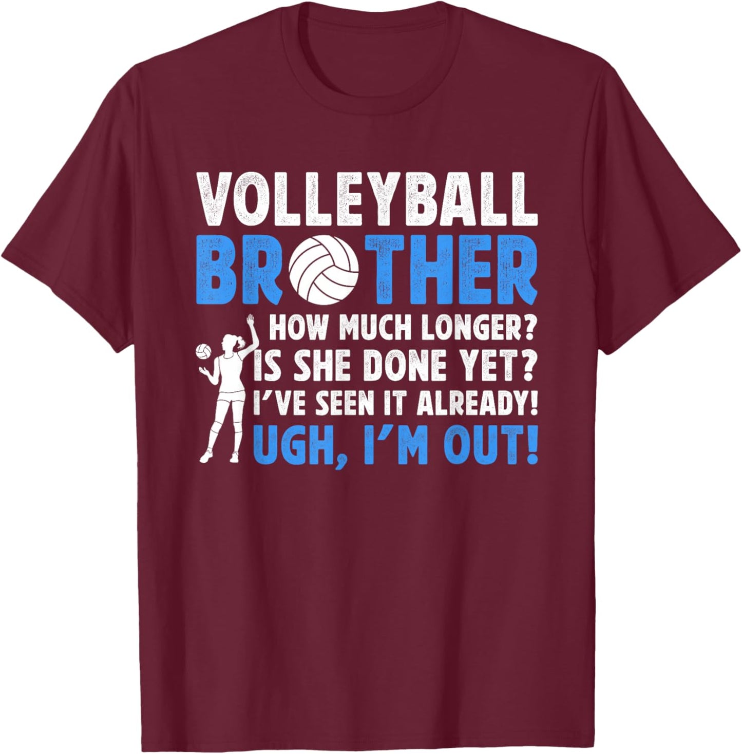 Funny Volleyball Brother Of A Volleyball Player T-Shirt - T-Shirt | Maroon