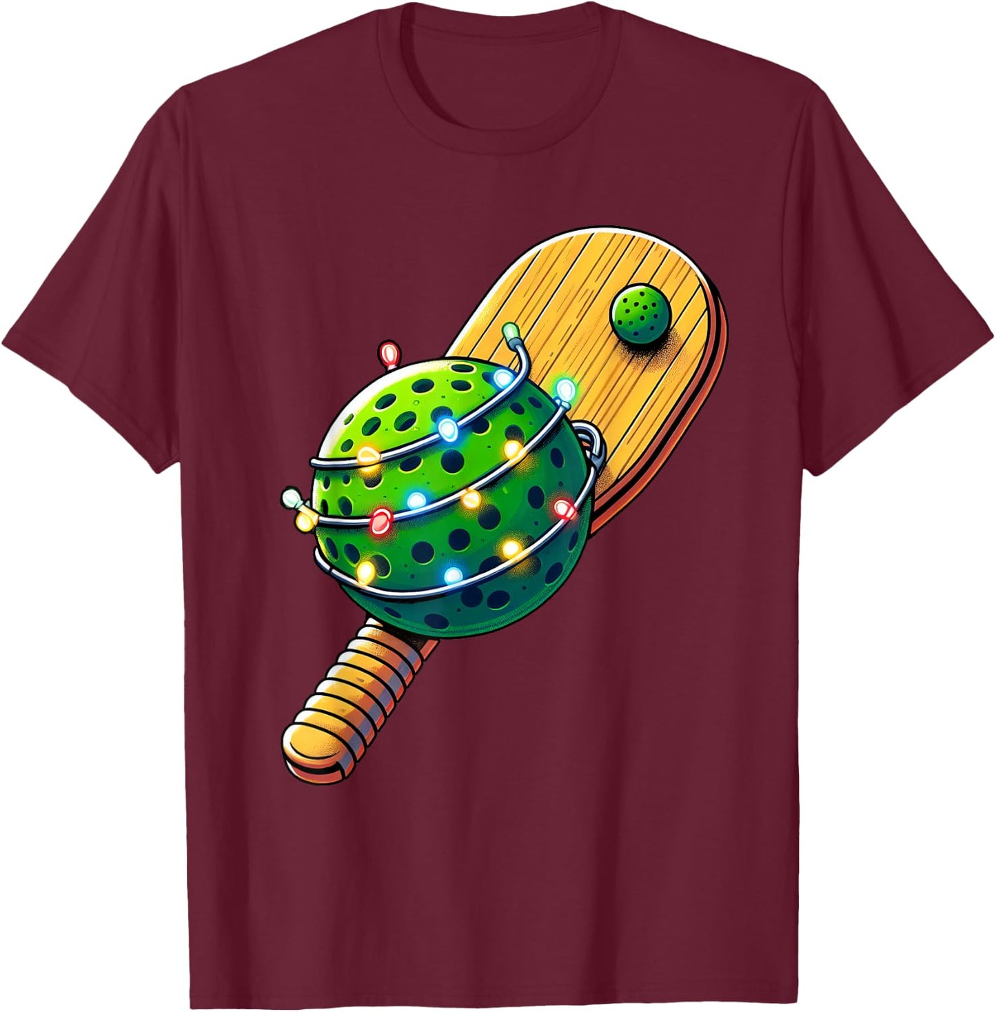 Christmas Pickle Ball Xmas Santa Pickle Ball Lovee Boy Girl T-Shirt - T-Shirt | Maroon