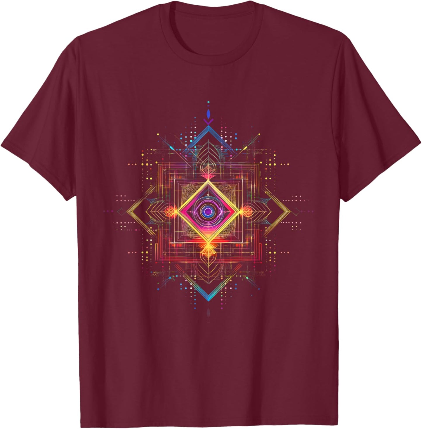 Sacred Geometry Metatron Cube Spiritual Yoga T-Shirt - T-Shirt | Maroon
