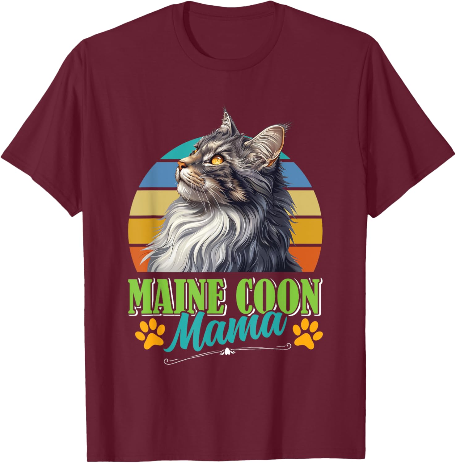 MAINE COON MAMA Maine Coon Mummy Cat Mummy Vintage Women T-Shirt - T-Shirt | Maroon