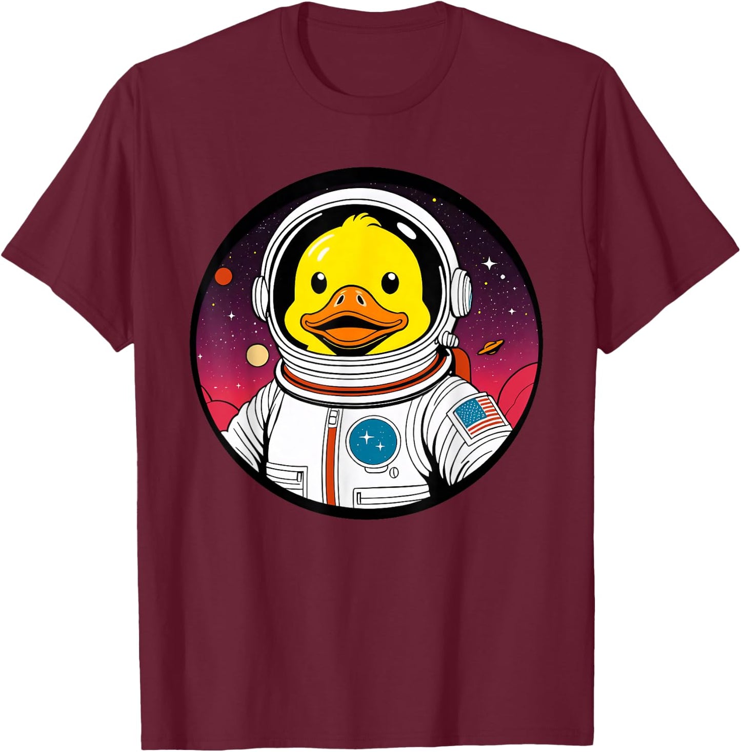 Cute Rubber Duck Space Astronaut Duck Lovers Men Women Kids T-Shirt - T-Shirt | Maroon