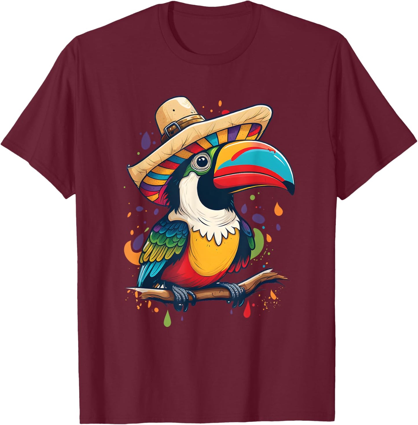 Cinco de Mayo Boys Mexican Sombrero Tucan T-Shirt - T-Shirt | Maroon