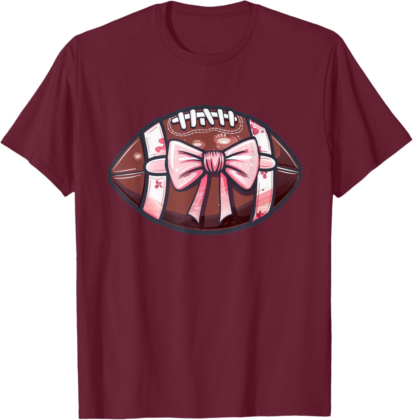 Football Girl Bow T-Shirt - T-Shirt | Maroon