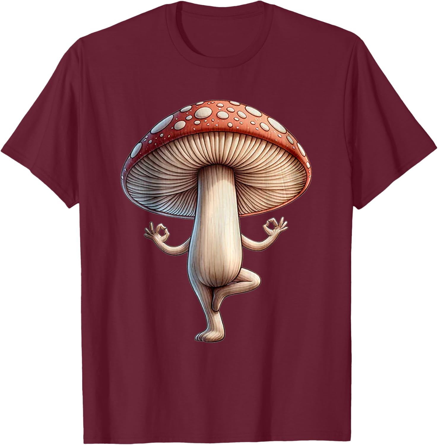 Funny Yoga Mushroom T-Shirt - T-Shirt | Maroon