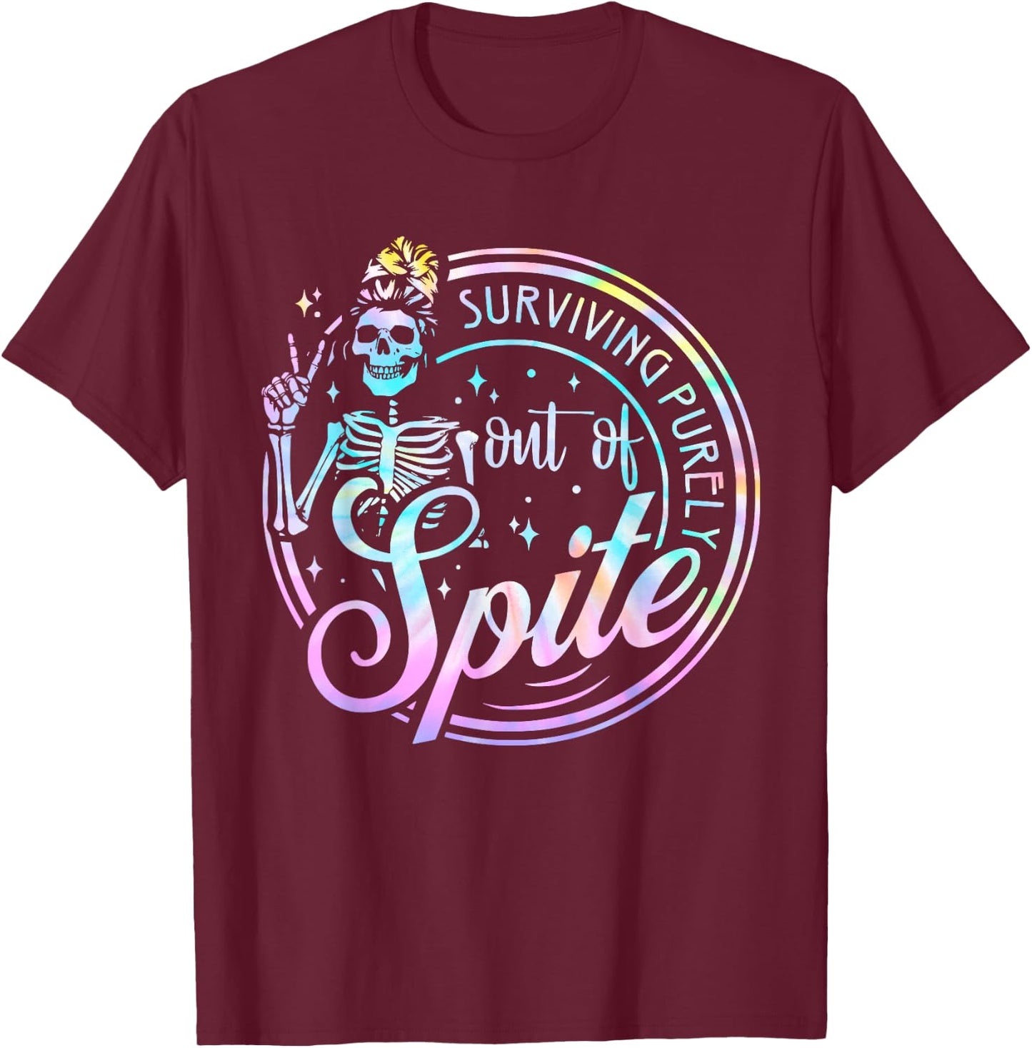 Tie Dye Skull Women T-Shirt - T-Shirt | Maroon