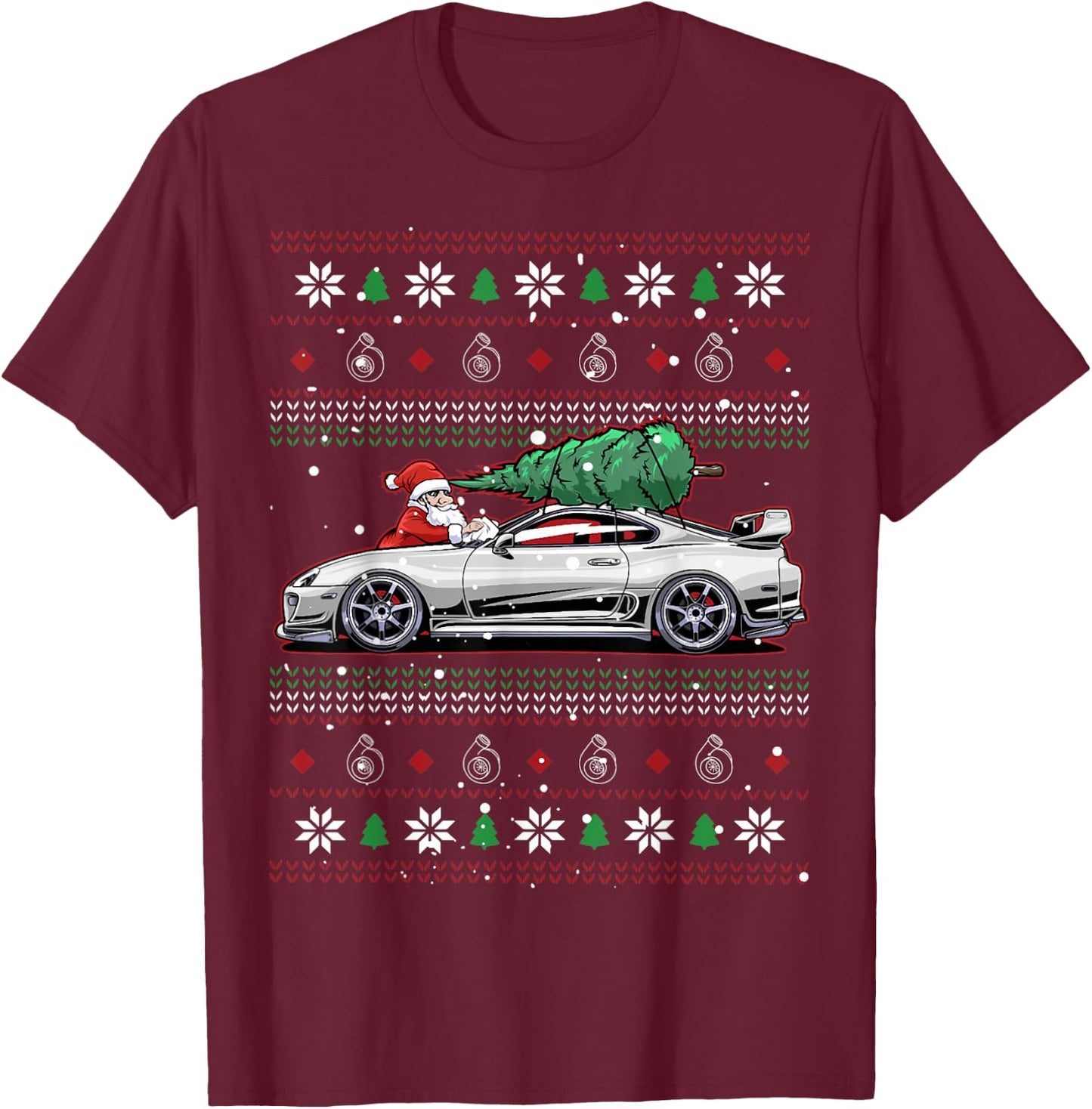 MK5 MK3 MK4 jzx100 Christmas Cars T-Shirt - T-Shirt | Maroon