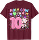 Farm Animal Cow Girls 10th Birthday Shirt | Holy Cow I'm 10 T-Shirt - T-Shirt | Maroon