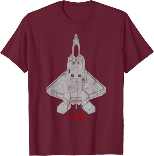 Military Aircraft F-22 Raptor Pilot Gifts T Shirt USAF T-Shirt - T-Shirt | Maroon
