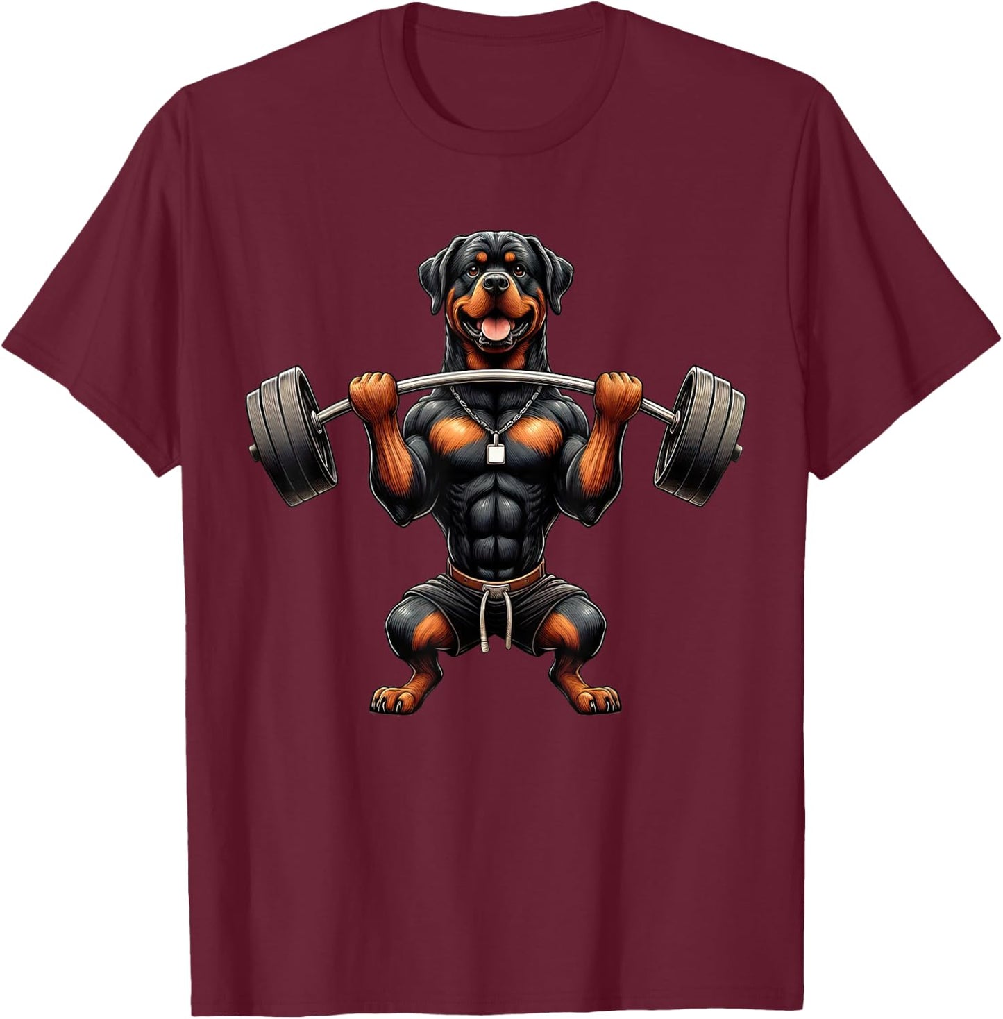 Rottweiler Dog Weightlifting Fitness Gym Training T-Shirt - T-Shirt | Maroon