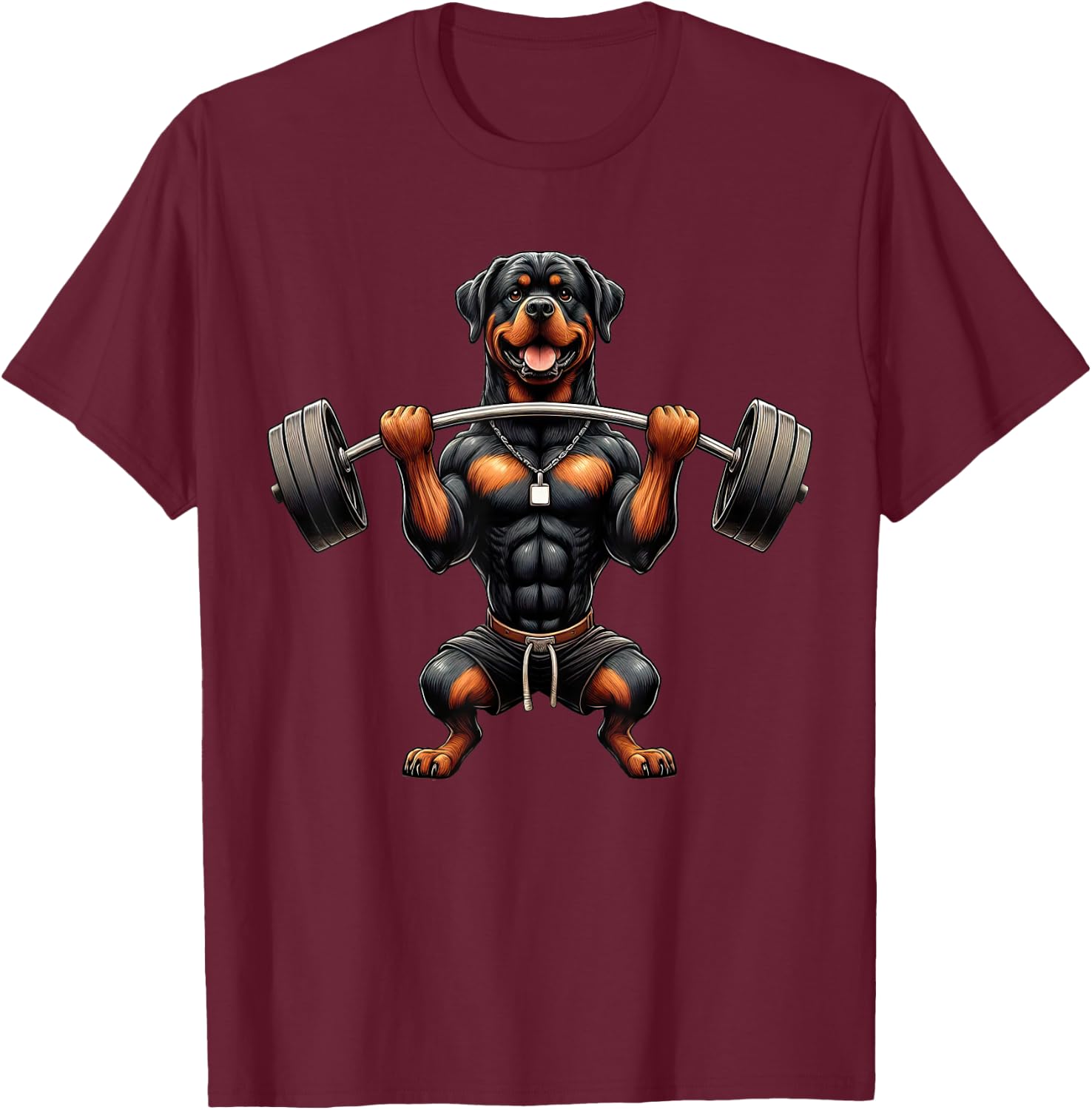 Rottweiler Dog Weightlifting Fitness Gym Training T-Shirt - T-Shirt | Maroon