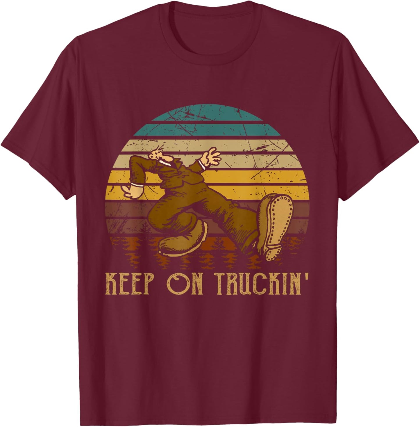Vintage Styles 70s Music Retro Cars Truck - Keep On Truckin' T-Shirt - T-Shirt | Maroon