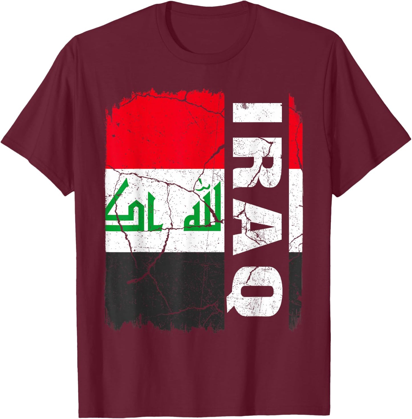 Vintage Iraqis Flag Iraq Pride Roots Heritage Gift T-Shirt - T-Shirt | Maroon