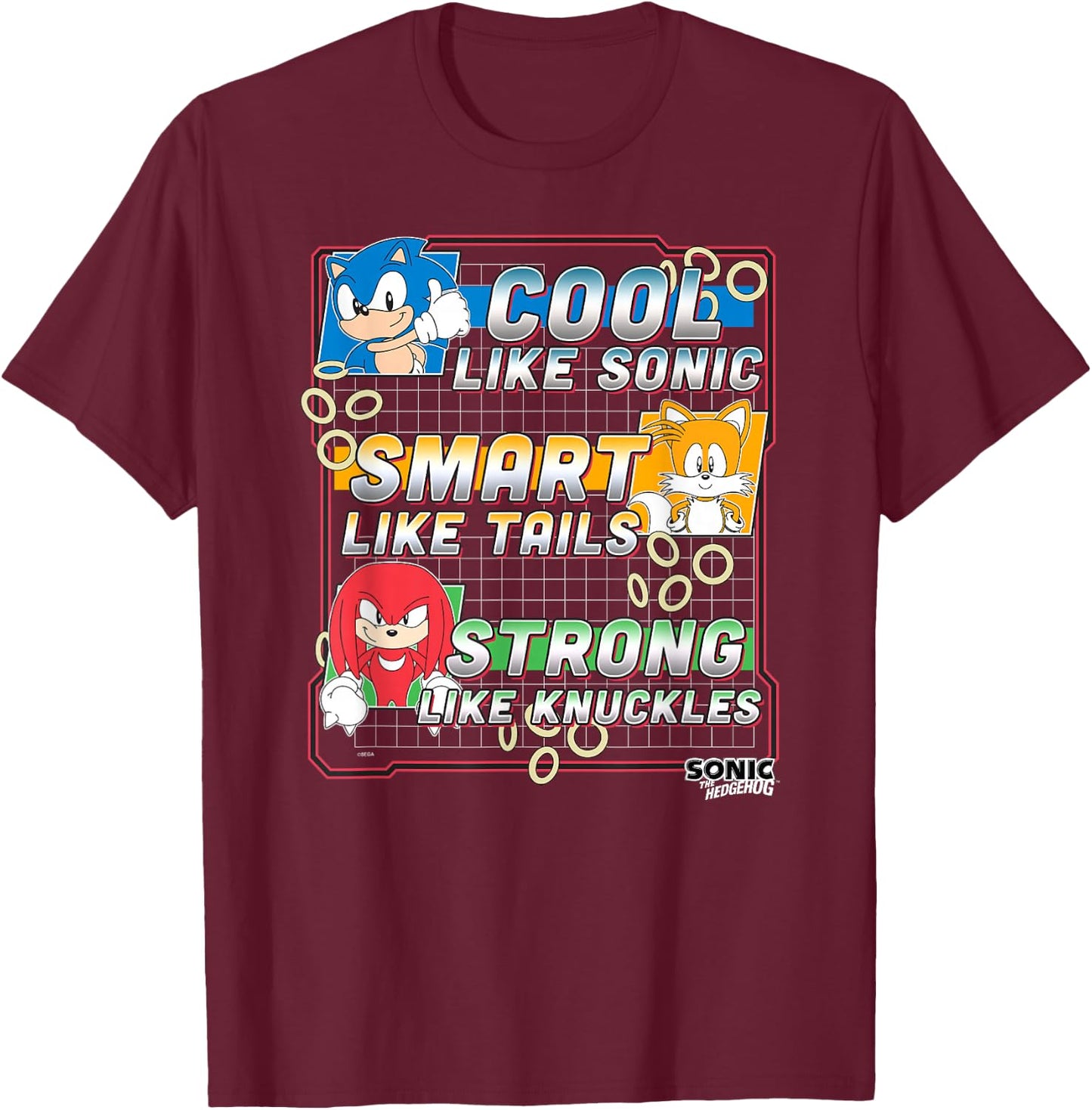 Sonic The Hedgehog Father's Day Cool Smart & Strong Dad T-Shirt - T-Shirt | Maroon