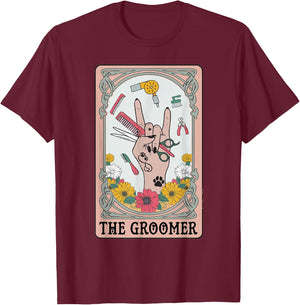 Funny Tarot Card Pet Grooming Dog Groomer Girl Women T-Shirt - T-Shirt | Maroon