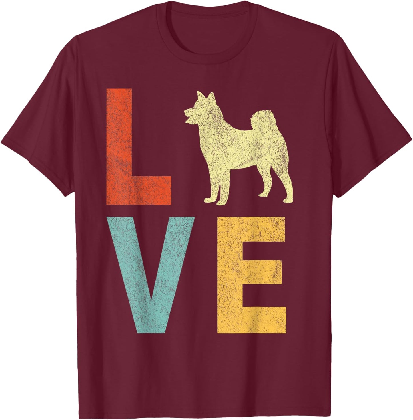 Love Huskies Husky Mom Husky Dad Retro Vintage Husky Dog T-Shirt - T-Shirt | Maroon