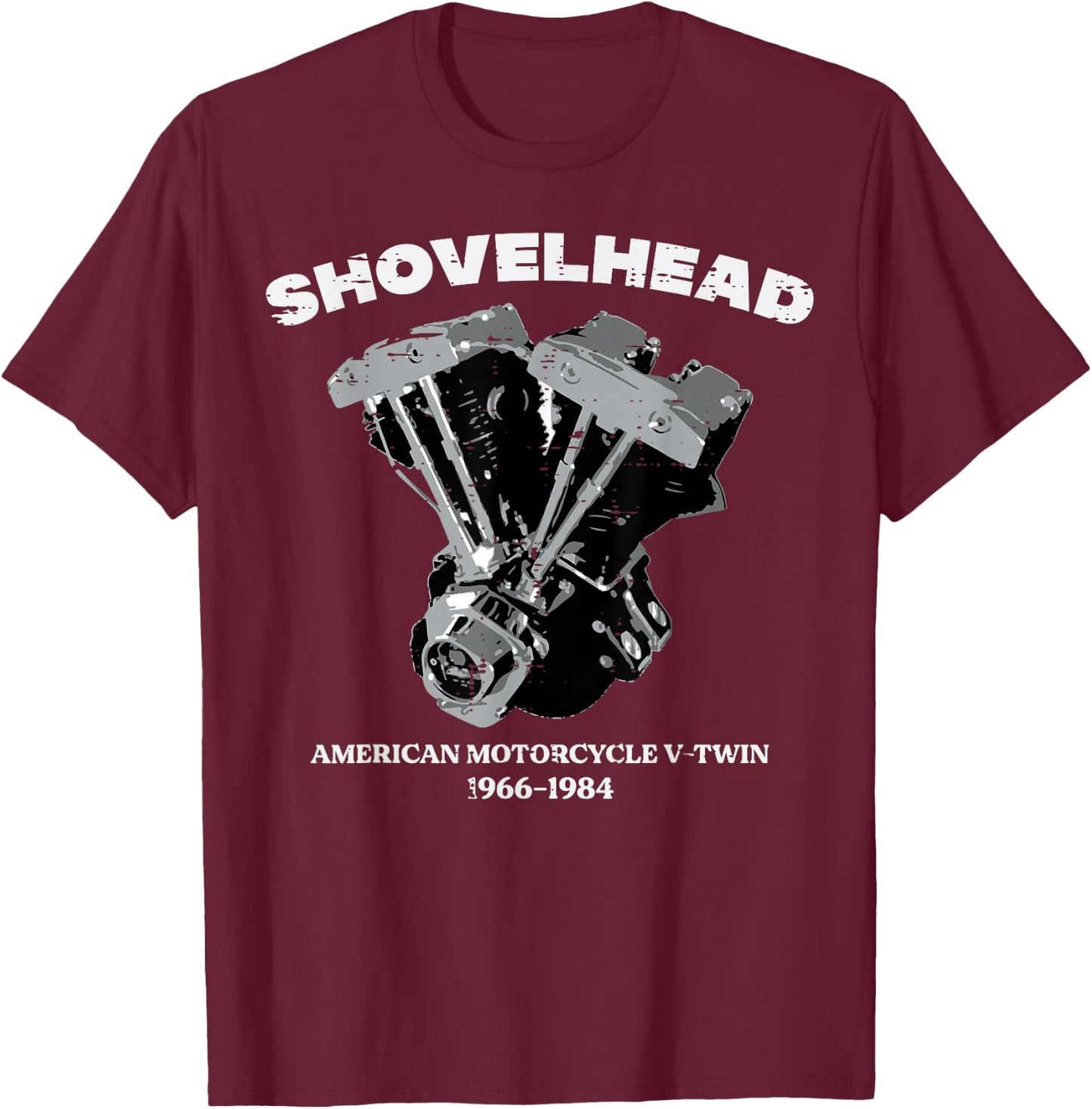 Biker Shovelhead Motorcycle Engine Vintage Men Women Kids T-Shirt - T-Shirt | Maroon
