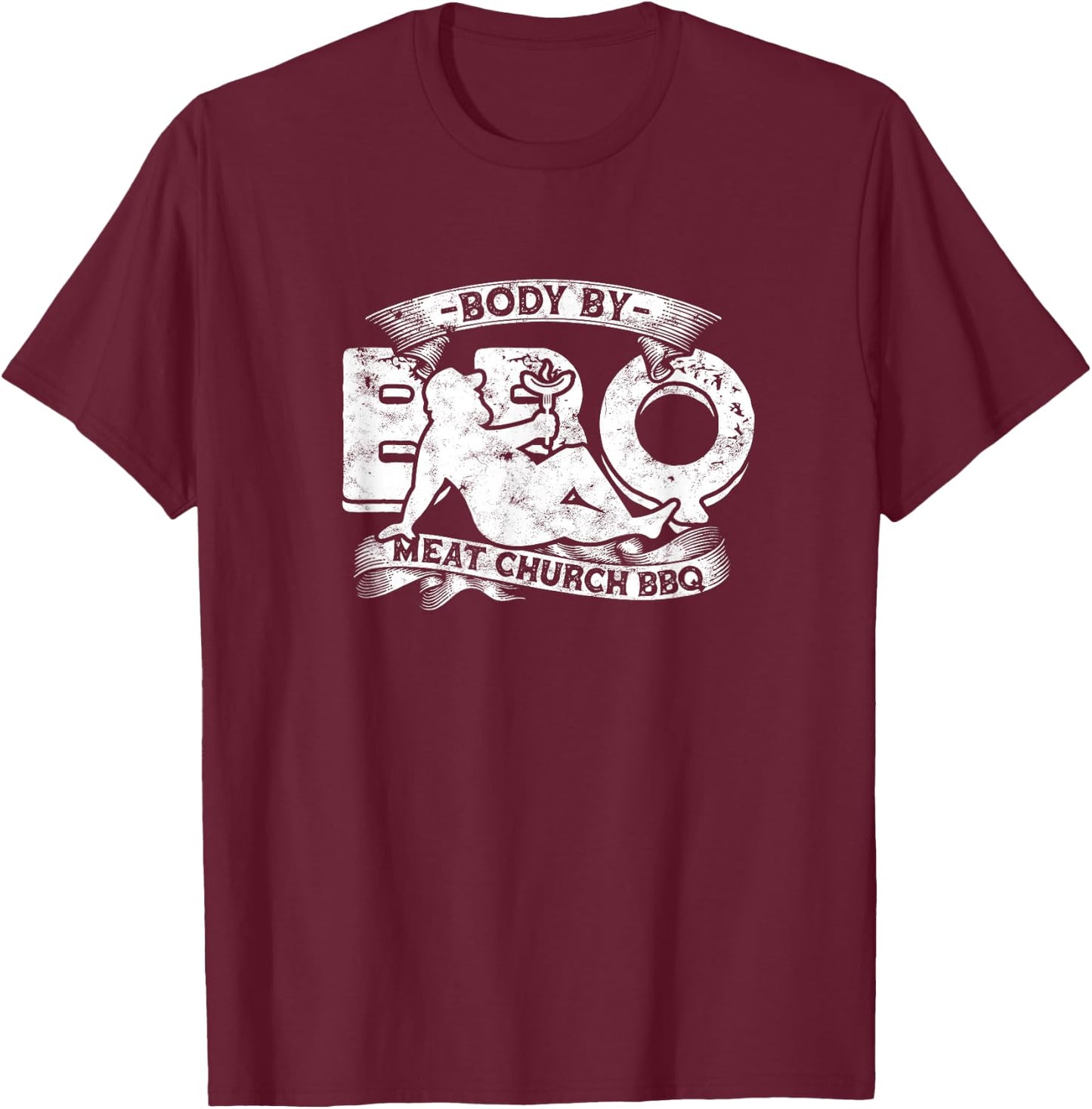Body By BBQ Meat Church BBQ T-Shirt - T-Shirt | Maroon