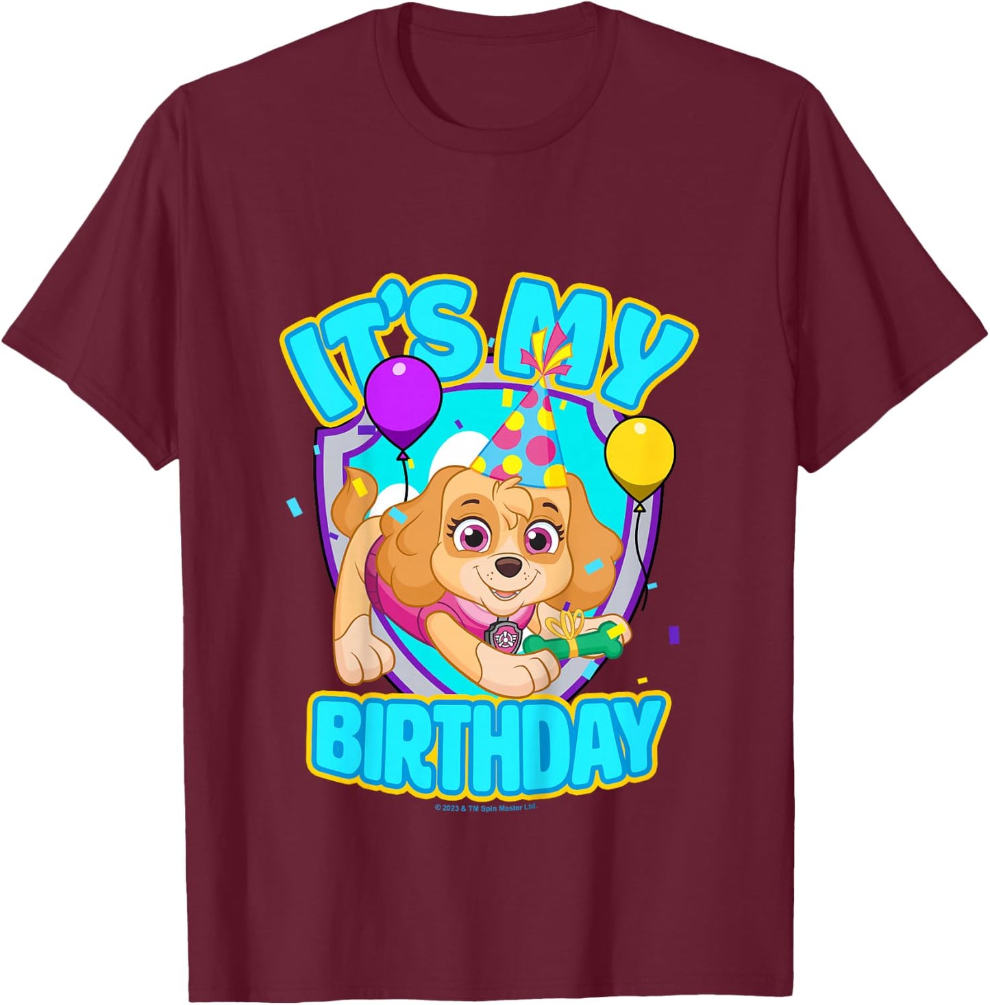 PAW Patrol Birthday It's My Birthday Cute Skye Logo T-Shirt - T-Shirt | Maroon