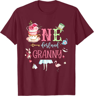 Onederland Granny - Nana Of The 1st Birthday Girl Tea Party T-Shirt - T-Shirt | Maroon