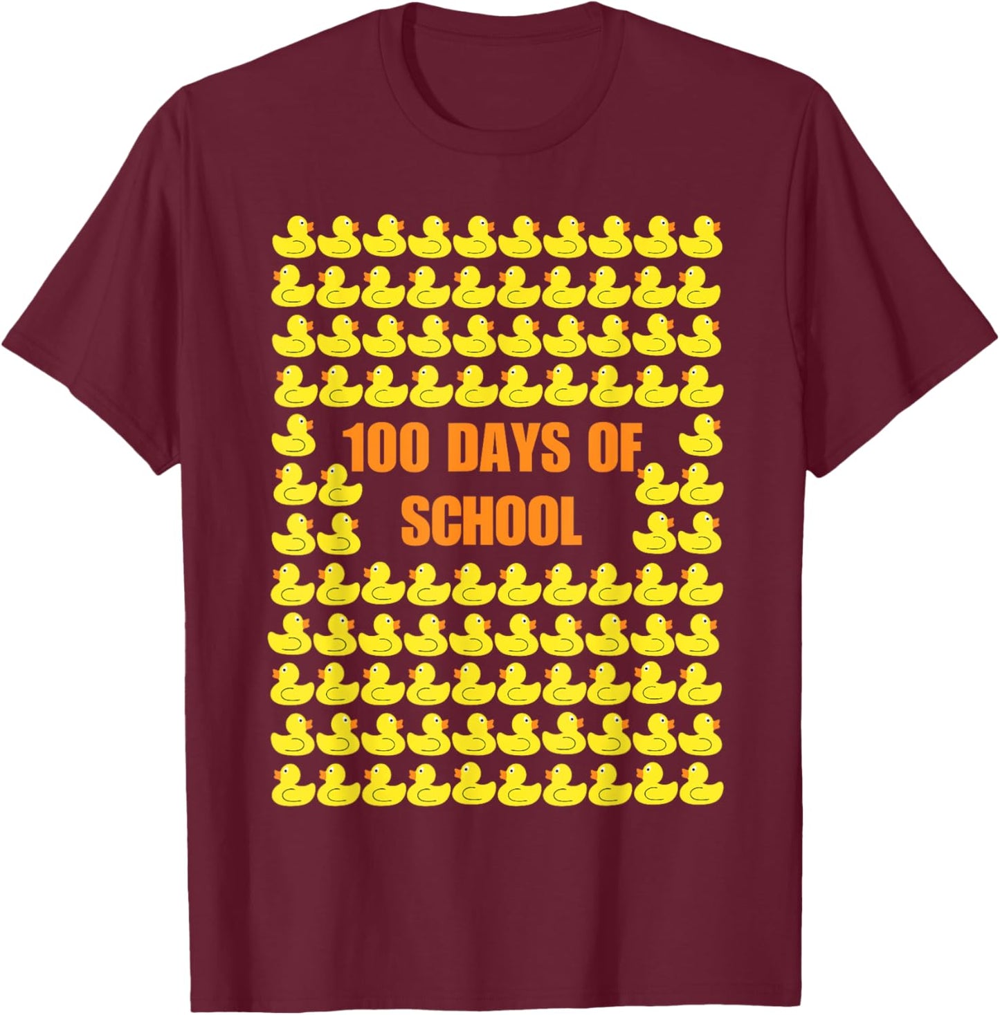 Easy 100 Days of School - Ducks 100 Days Easy Idea T-Shirt - T-Shirt | Maroon