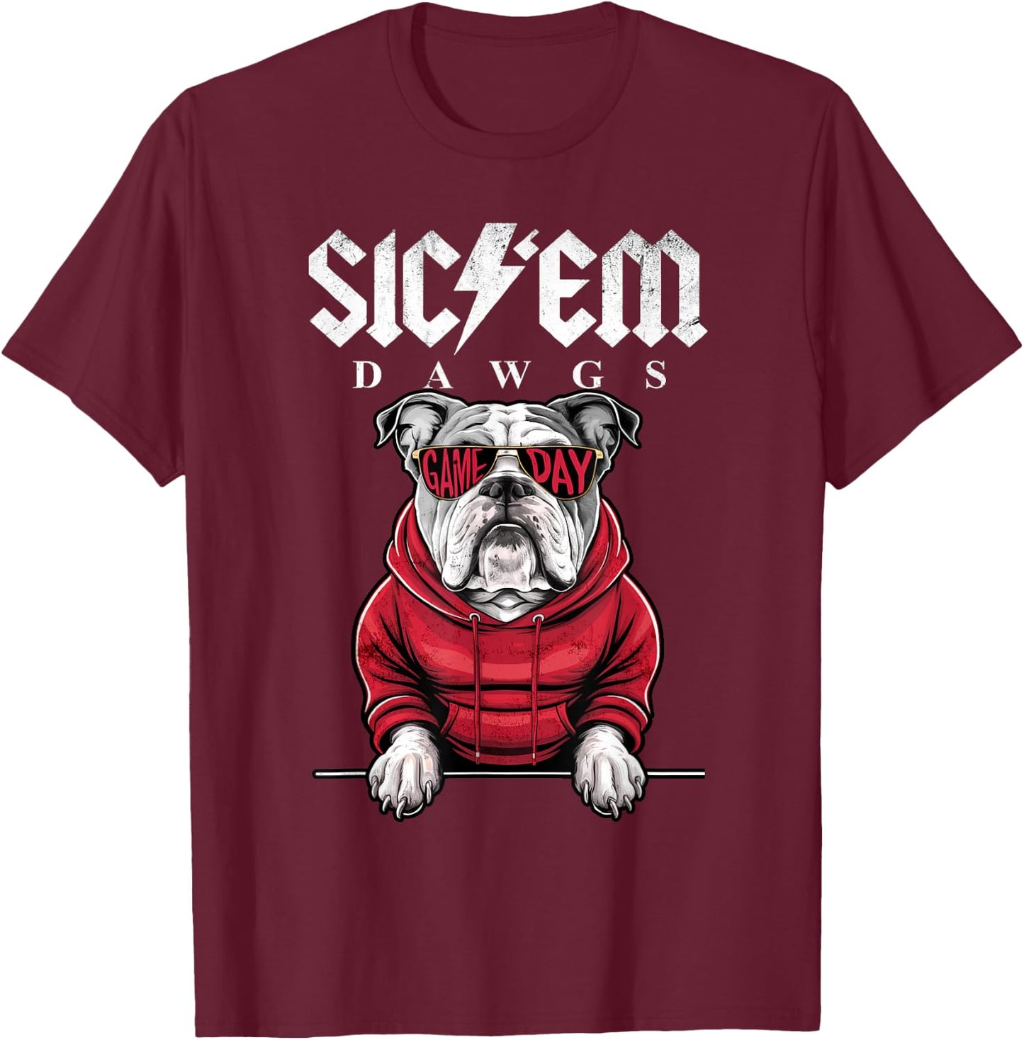 I Love Bulldog Proud Name Vintage Game Day Funny Dog Animal T-Shirt - T-Shirt | Maroon