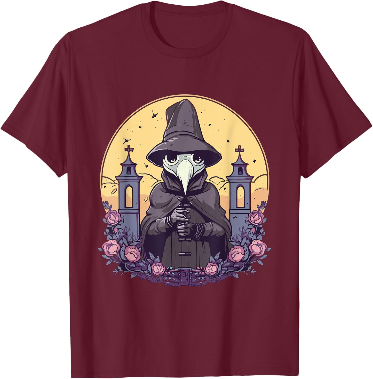 Pastel Goth Cute Creepy Plague Doctor Menhera Wiccan Kawaii T-Shirt - T-Shirt | Maroon
