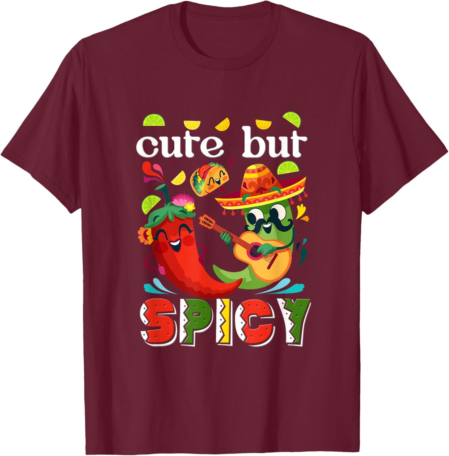 Kids Cinco De Mayo Mexican Cute But Spicy Chili Sombrero T-Shirt - T-Shirt | Maroon