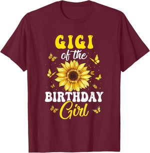 Gigi Of The Birthday Girl Sunflower Party Family Matching T-Shirt - T-Shirt | Maroon
